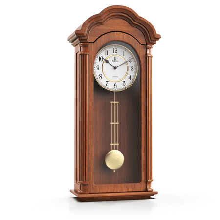 Pendulum Wall Clock Battery Operated - 26 inch Large, Wooden Hanging Grandfather Wall Clock with Pendulum - Quiet, Made with Real Wood for Living Room Decor, Office & Home Décor Gift