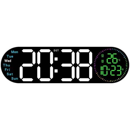 PLPPYFS Large Display Digital Alarm Clock for Bedrooms, Date Day of Week Calendar Desk Table Clocks for Living Room Office, Digital Clocks for Living Room with Temperature, Date & Time Display