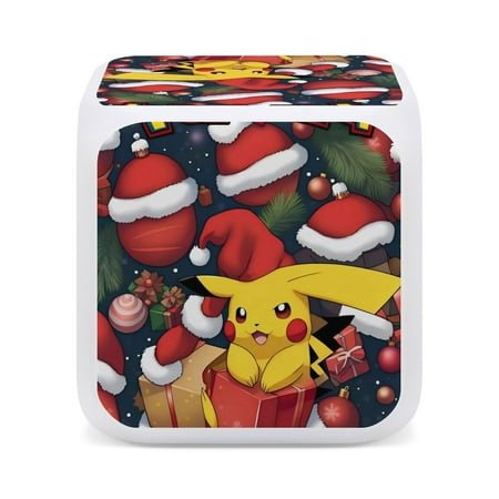 Pokémon Cute Cartoon Seven-Color Changing Alarm Clock Home Decor Bedroom Digital Display One size