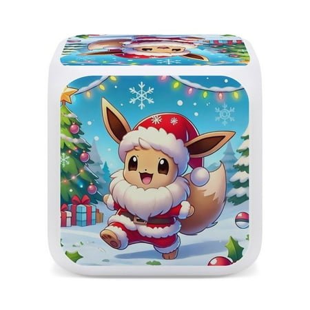 Pokémon Cute Cartoon Seven-Color Changing Alarm Clock Home Decor Bedroom Digital Display One size