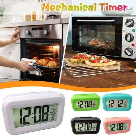 QHUDLV Digital Display Alarm Clock Battery Powered Snooze Night Light With Backlight for Kitchen Orname LCD Bedside Screen Bedroom