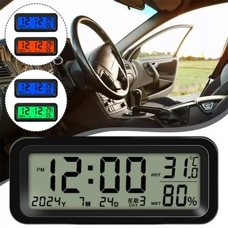 QHUDLV Solar Digital Clock,Dashboard Time Display,Rechargeable Mini Gadget