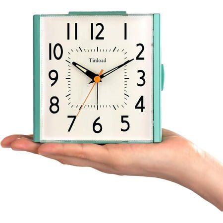QIHE-4.7 Large Vintage Retro Analog Alarm Clock, Super Silent Non Ticking Clock with Manual Light, Snooze, Battery Operated, Simply Design, for Living Room, Bedroom, Bedside, Desk, Gift Clock