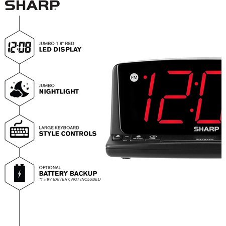 QIHE-LED Digital Alarm Clock – Simple Operation - Easy to See Large Numbers, Built in Night Light, Loud Beep Alarm with Snooze, Bright Big Red Digit Display