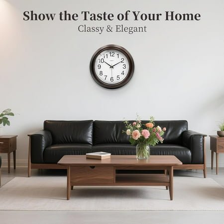 QIHE-Vintage Wall Clock, 12 Inch Red Copper Easy to Read Battery Operated Quartz Wall Clock Decorative for Kitchen Living Room Bedroom Office School