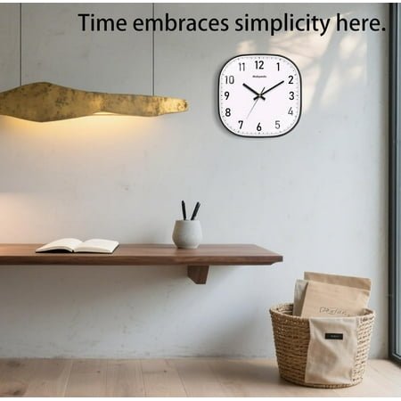 QIHE-Wall Clocks Battery Operated, 12 Inch Silent Wall Clock, Non Ticking Square Analog Decorative Wall Clocks for Bedroom Living Room Office Home Gym Porch Decor Indoor Outdoor Clock, Black