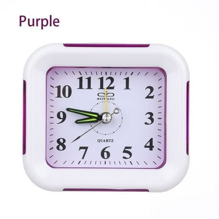 Quartz Alarm Clock With Night Light No Tick Snooze Silent Small Bedside Clocks Portable Square Small Alarm Clock