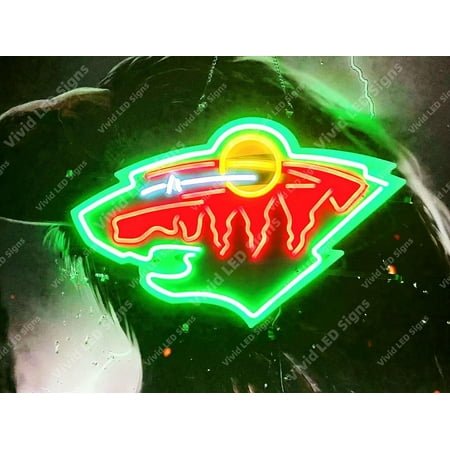 Queen Sense 24x16 For Minnesotas Sports League Wild LED Sign Light Neon Signs With Dimmer Party Home Wall Decor Lights W124MWBLVVD-XLED