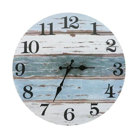 QUTETN Clock Wall Clocks Nautical Retro Hanging Decor Vintage Rustic Ocean Silent Antique Bedroom Quiet Farmhouse Beach Battery