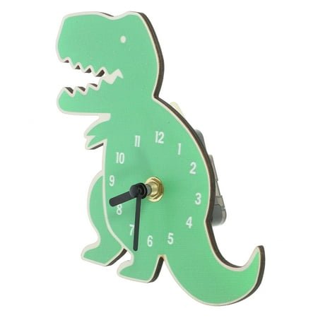 Raindrops 1Pack Green Dinosaur Shaped Wall Clock With Silent Mechanism For Kids Room Home Decoration 6.7X5.9X0.8in