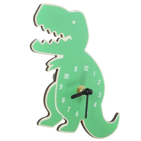 Raindrops Dinosaur Wall Clock for Kids Toddler Boy Room Decor Office Green