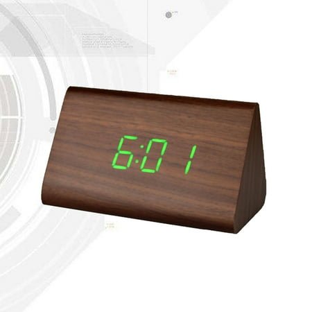Raindrops LED Digital Alarm Clock Brown Wood Snooze Feature Modern Design Indoor Use 1Pack