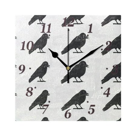 Raven Repetition Wall Clock Square Clock Decoration Creative Clock Dual Use Black Pointer 7.78in