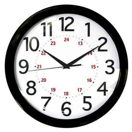 Realspace® Round 24-Hour Wall Clock, 12, Black
