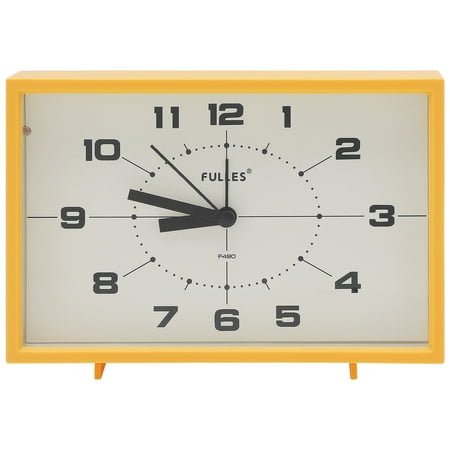 REGALWOVEN Classic Mechanical Alarm Clock Analog Dial, Night Light, Durable Plastic Casing for Bedroom/Dorm Yellow 6.3L x 1.8W x 4.1H