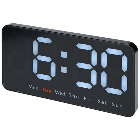 REGALWOVEN Digital Dual Alarm Clock, Big Numbers Display Dimmable Wall Clocks, Temperature, Day of Week, DST Desk Alarms White