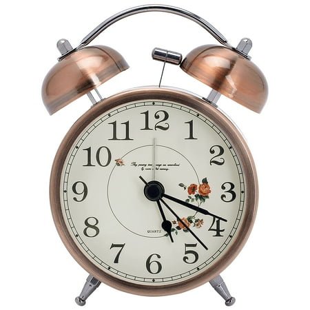 REGALWOVEN Vintage Mechanical Alarm Clock, Durable Metal Casing, Nightlight, Ideal for Bedroom Nightstand Arabic Numeral Clock Face 3.3L x 1.9W x 4.9H