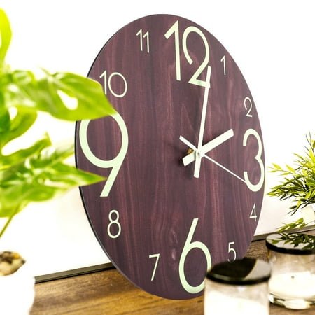 RENACLIPY Silent Wall Clock 30x30cm Brown for Home Decor, Quiet Non-Ticking, Modern Design, Easy to Read