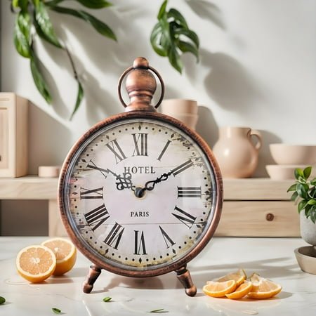 Retro Metal Golden Table Clock, Vintage Non-Ticking Tabletop Clocks,Silent Quartz Movement Desk Clock for Bedroom Living, Room, Indoor, Study... Home Decoration (No Alarm)