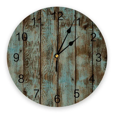 Retro Wood Grain Texture New Wall Clock Fashion Living Room Quartz Watch Modern Home Decoration Round Clocks（10 Inch）