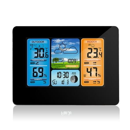 RF Wireless Weather Clock Multi-function Electronic Alarm Clock, Color-screen Weather Forecast Clock ,Easy to Operate