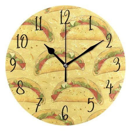 Round Clock Gold Clock 9.84*9.84 Inch Round Art Clock Decorative Clock Creative Clock Dual-Purpose Clock Wall Clock Clock Fashion Decoration Yellow Taco