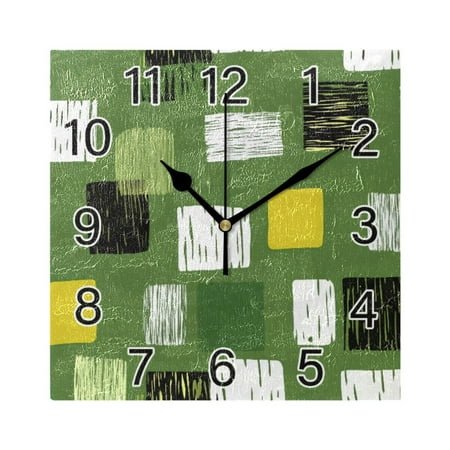 Ryvnso Abstract Squares Wall Clock Square Silent Non-Ticking Battery Operated 7.78