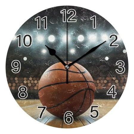 Ryvnso Basketball Wall Clock Non Ticking Silent Kitchen Clock Battery Operated Clocks 10 inch