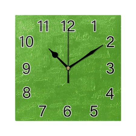 Ryvnso Grass Green Background Wall Clock Square Silent Non-Ticking Battery Operated 7.78
