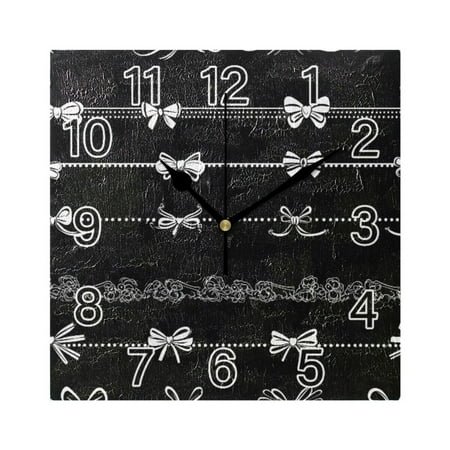 Ryvnso Romantic Bows Wall Clock Square Silent Non-Ticking Battery Operated 7.78