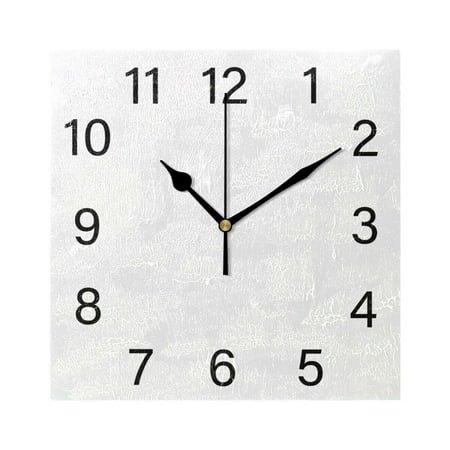 Ryvnso White Wall Clock Square Silent Non-Ticking Battery Operated 7.78