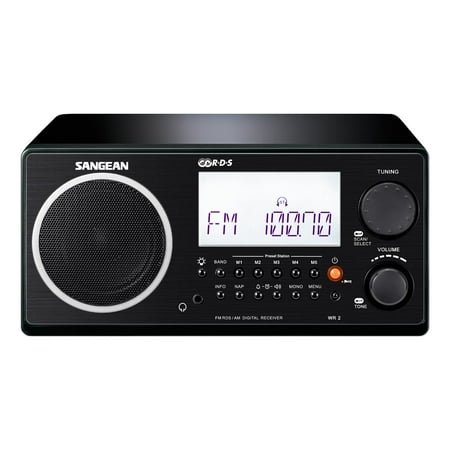 Sangean All in One AM/FM Alarm Clock Radio with Large Easy to Read Backlit LCD Display (Black)
