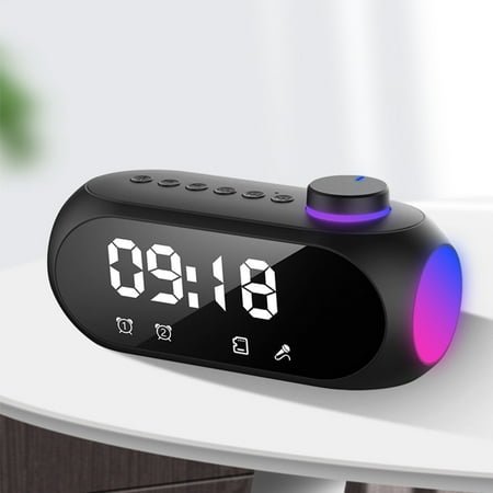 School Supplies Qwtwty Bluetooth Speaker Bluetooth 5.0 Portable Heavy Bass HiFi Sound Quality Stereo Surround Sound Built-in LED Color Lights Alarm Clock Function FM Radio Function