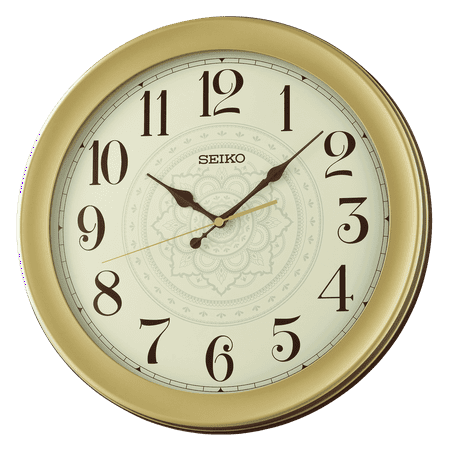 Seiko Carter Wall Clock, Gold Flower