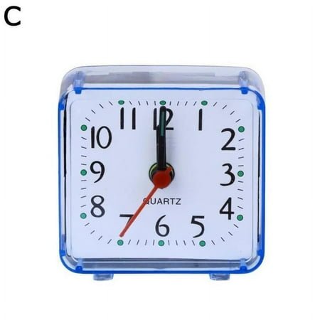 SHAPERME Modern Mini Quartz Clock Travel Alarm Clock Table Bedroom Clock Q0H8