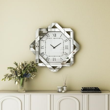 SHYFOY Luxury Modern Polygon Wall Clock Decorative Mirrored Wall Clock for Living Room