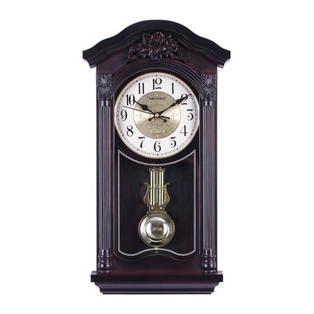 Silent Traditional Clock with Swinging Pendulum Chiming Pendulum Wall Clock, Retro Grandfather Clock for Mantelpiece