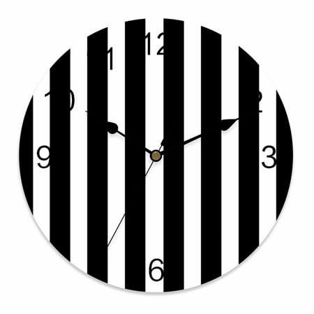 Silent Wall Clocks Battery Operated, Black And White Striped Pattern Round Decorative Wall Clock for Living Room Bedroom Kitchen Bathroom Classroom Decor, 14 Inch Minimalist Modern Pattern