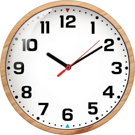 SIN&MI Wall Clock 9 Inch Battery Operated Silent Non-Ticking Wall Clock Modern Quartz Design Decorative Indoor Kitchen Office Brown