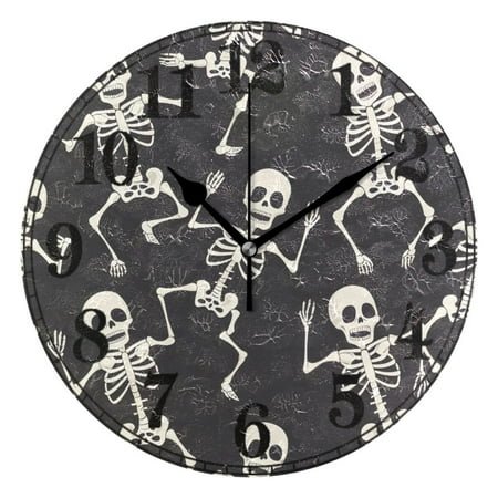 Skull Skeleton Dancing Silent Wall Clock 10 Non-Ticking Battery Clock
