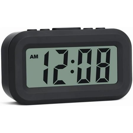 Small Digital Alarm Clock,Easy to Read,Simple Operation,Constant Backlight On/Off,Crescendo Alarm,9 Min Snooze,12/24Hr,Bedside Travel Alarm Clock,AAA Battery Operated,Black