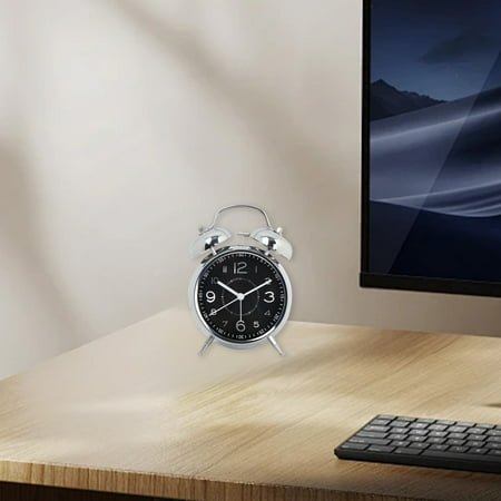 Snmubt Alarm Clock Can Be Timed Fashion Night Light Quartz Galvanized Metal Precision Clock Suitable For Home School Student Use (Black)