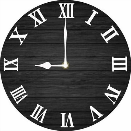 Soliyoahee Vintage Roman Numeral Wall Clock 10inch Black Wood Panel Round Clock Farmhouse Decor Silent Non-Tick Battery Powered for Bathroom Living Room Office Kitchen