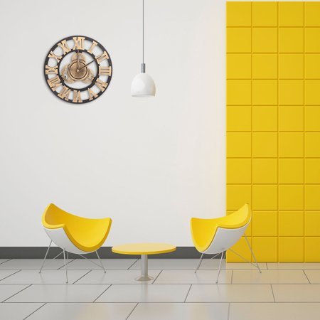 SOPOTUTU Golden Industrial Gear Wall Clock Creative Wall Hanging Clock for Decoration