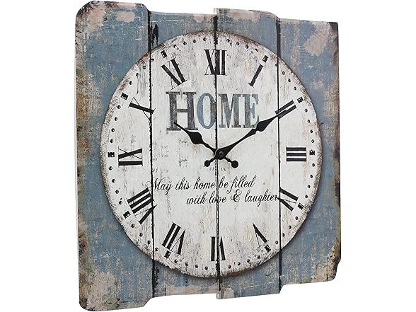 Stonebriar SB-6158A Worn Blue 15" Square White Wall Clock