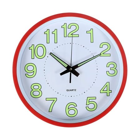 STRANDCHIC Round Wall Clock Red Silent Non-Ticking Design Easy to Read Modern Home Decor