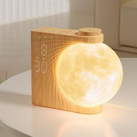 Sunrise Alarm Clocks for Heavy Sleepers,Night Lamp Clocks for Bedrooms with Moon Light,10 Light Effects,30/60/90 Timer,10 Sleep Nature Sounds,15 Ringtones,12 Volume Control with Snooze Function