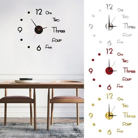 sunsanly Frameless 3D Wall Clock Modern Non Ticking Silent Living Room Bedroom Indoor Acrylic Digital Analog Clock Home Decoration Birthday Gift