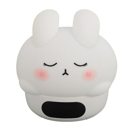 Suodoka Rechargeable Rabbit Alarm Clock & Night Light – 7‑Color Silicone Lamp, Dual Alarm, Nap Mode, 15‑Day Battery, USB Portable
