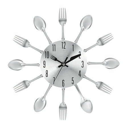 Tableware Wall Clock 12 Inch - Silver